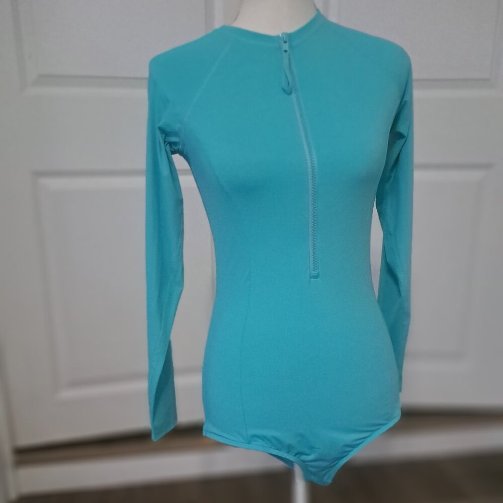 Eidon Hayden Teal Paddle Suit One Piece Long Sleeve Front Zipper Size: Large NWT